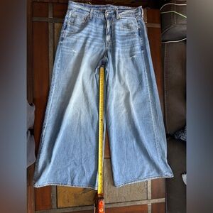 American eagle size 12 super flare hippy denim Y2K vintage barrel hammer short